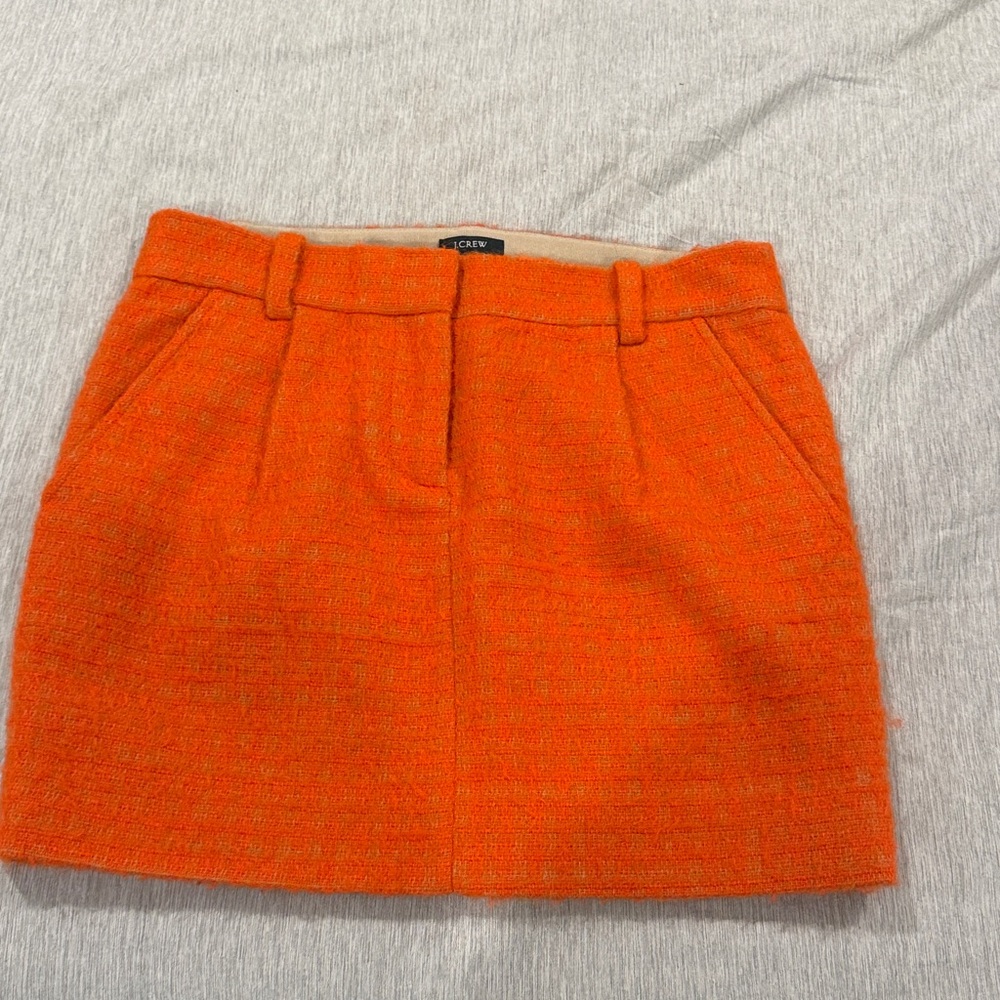 J. Crew Bright Orange Tweed Mini Skirt